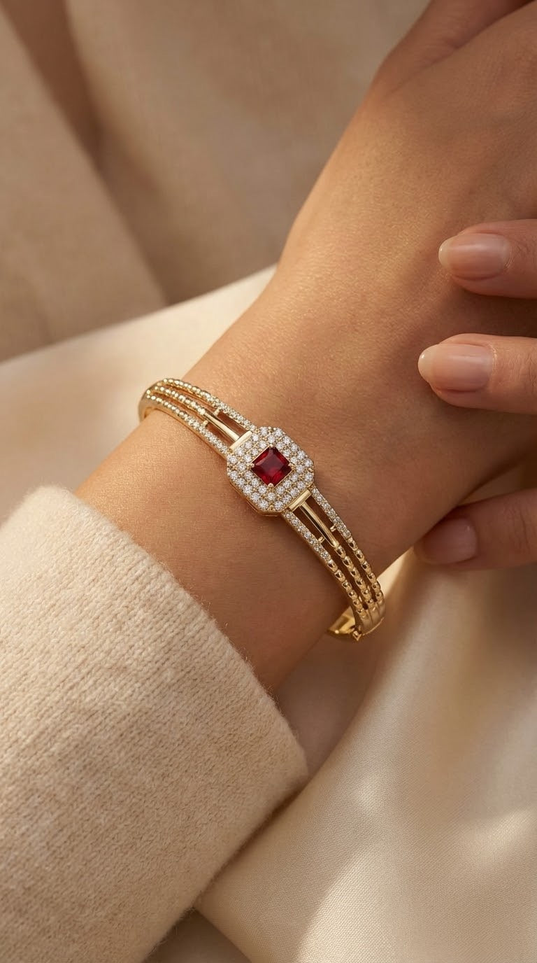 Scarlet Glass-Stone Bracelet