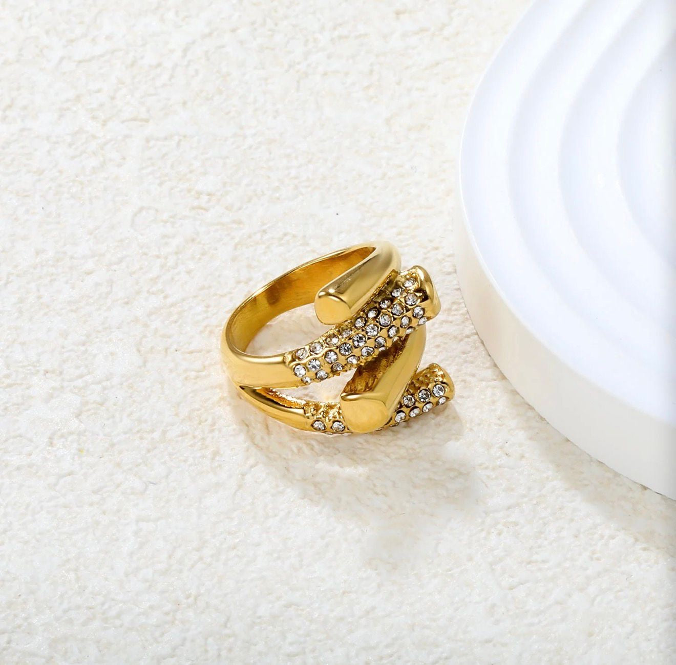 Crystal Geometric Cocktail Ring