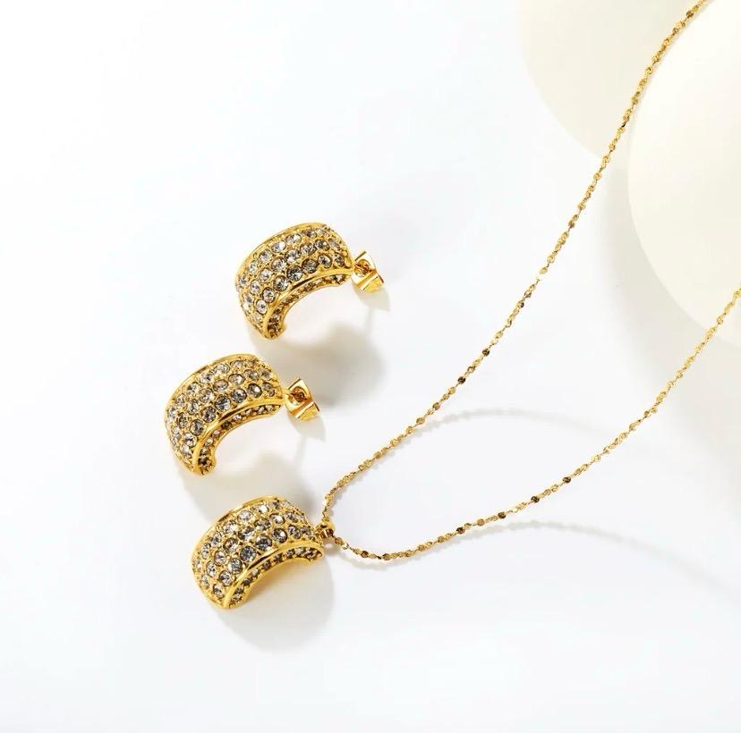 Crystal Crescent Pendant Set