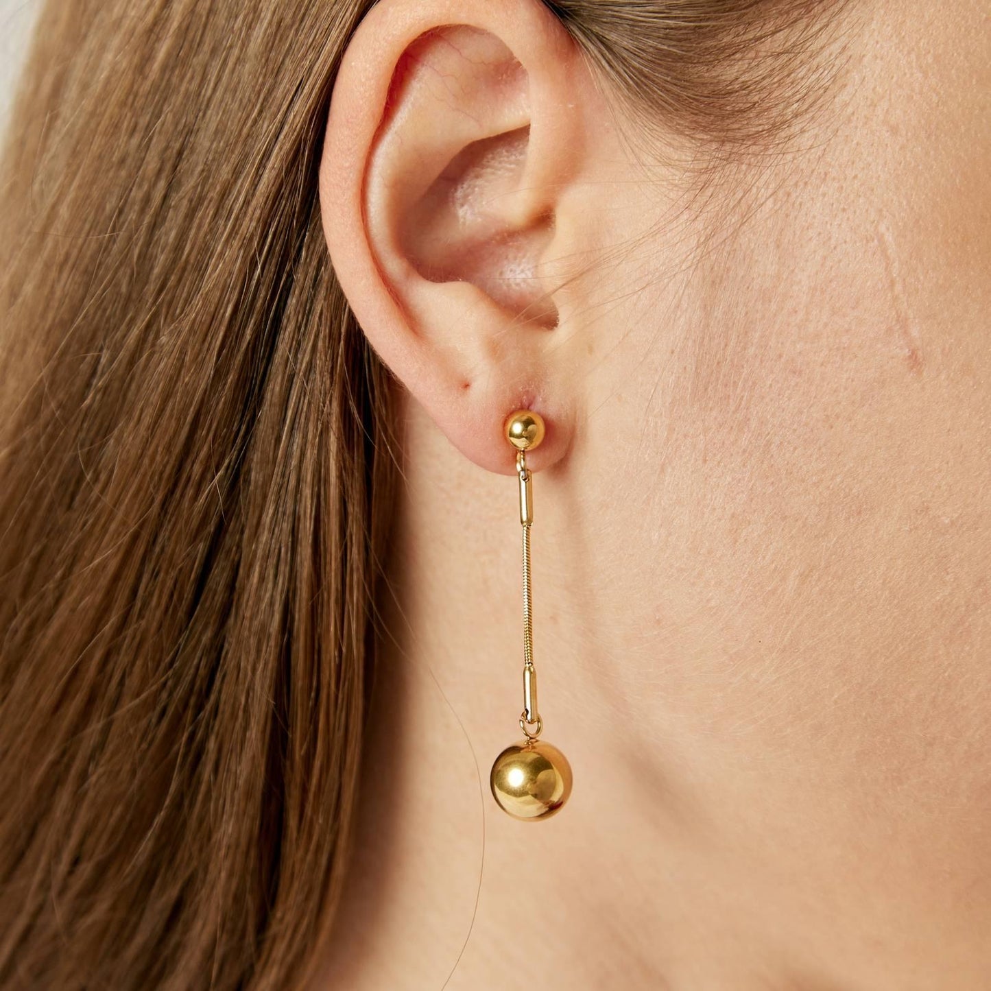 Gold Sphere Drop Earrings