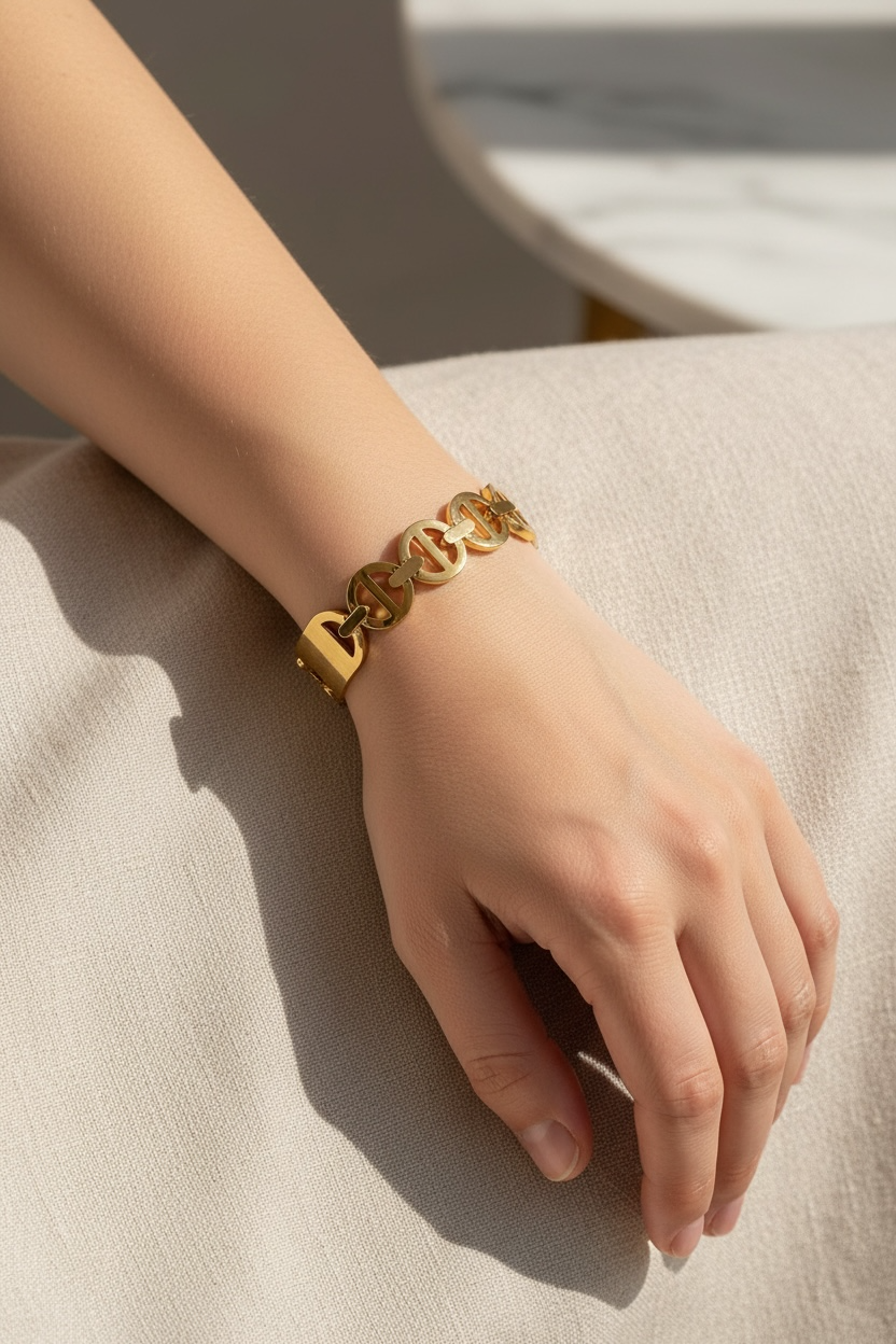 Geometric Link Openable Bangle