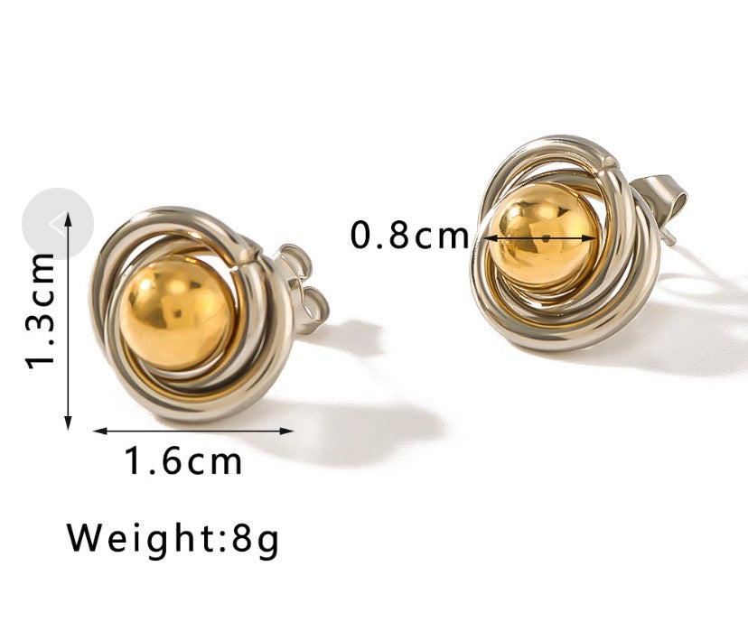 Two-Tone Twisted Knot Stud Earrings