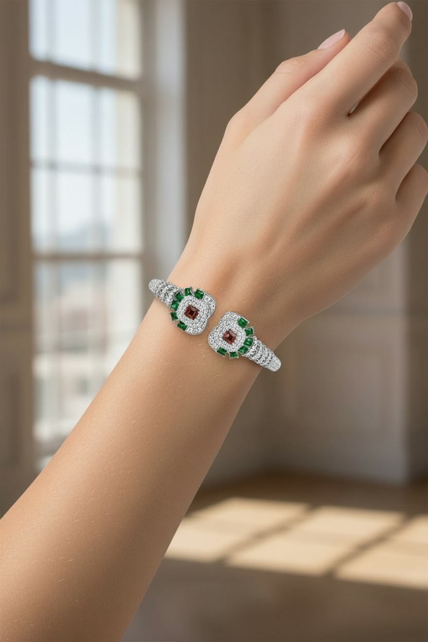 Emerald and Ruby Statement Bracelet