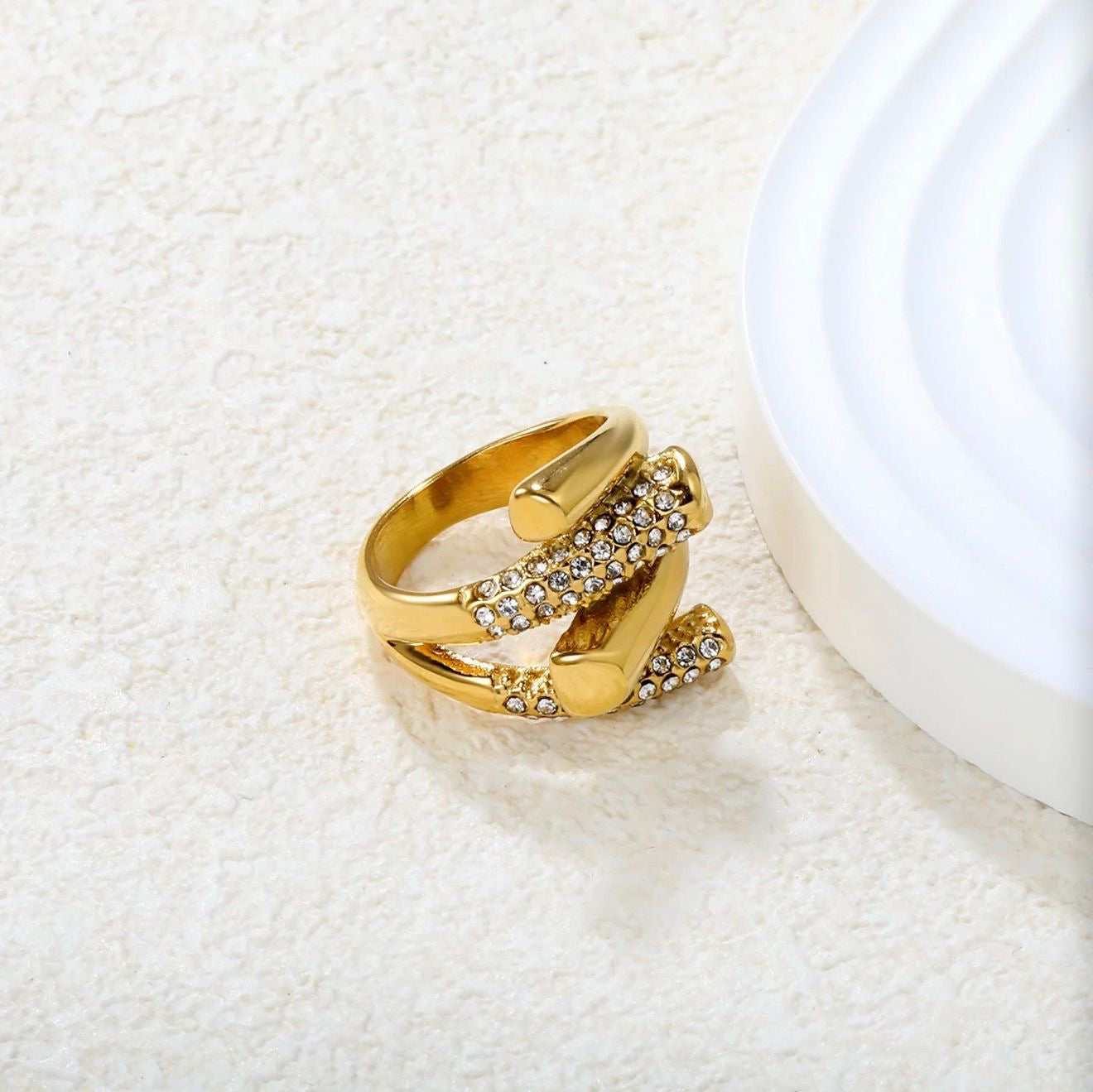 Crystal Geometric Cocktail Ring