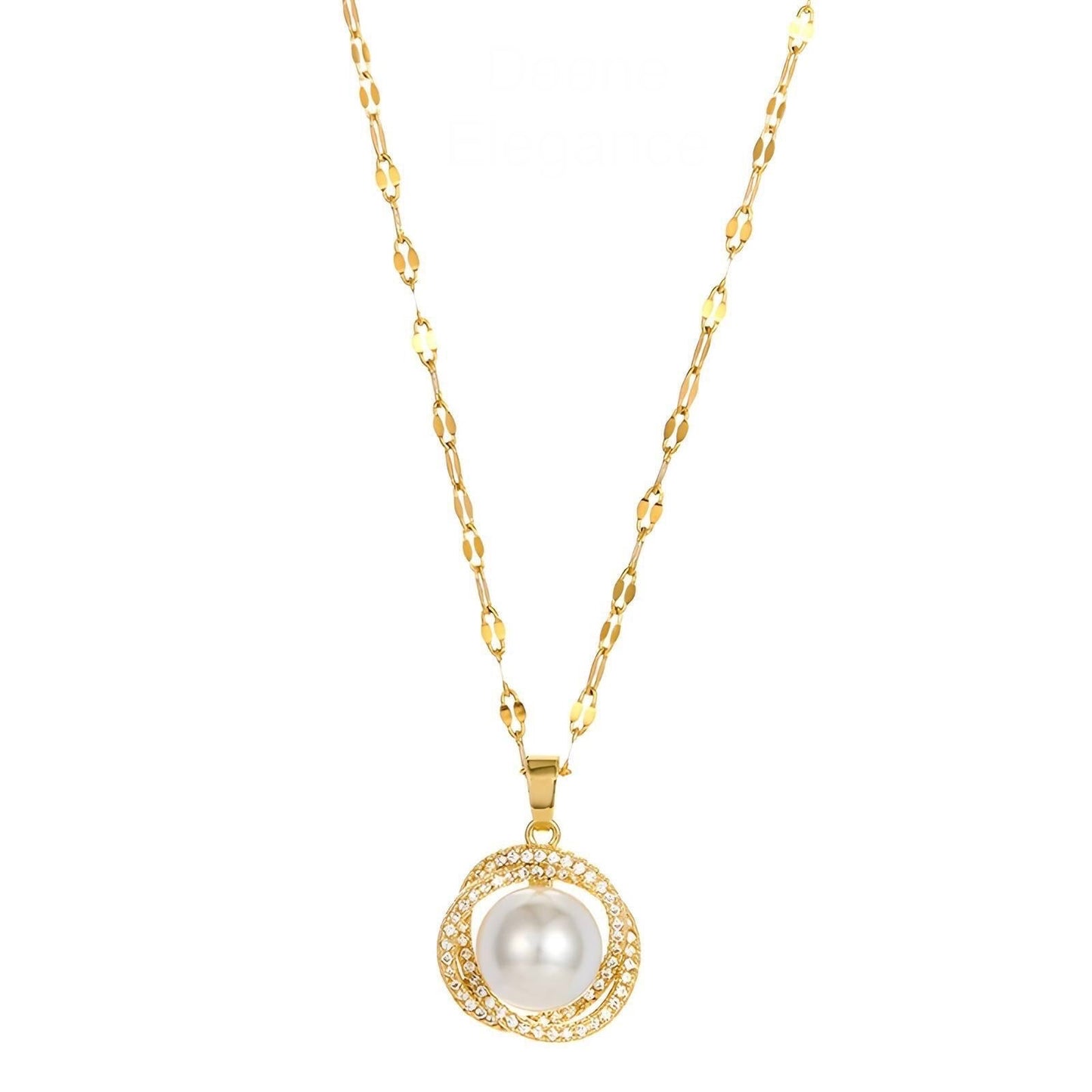 Gold Pearl Halo Pendant Necklace