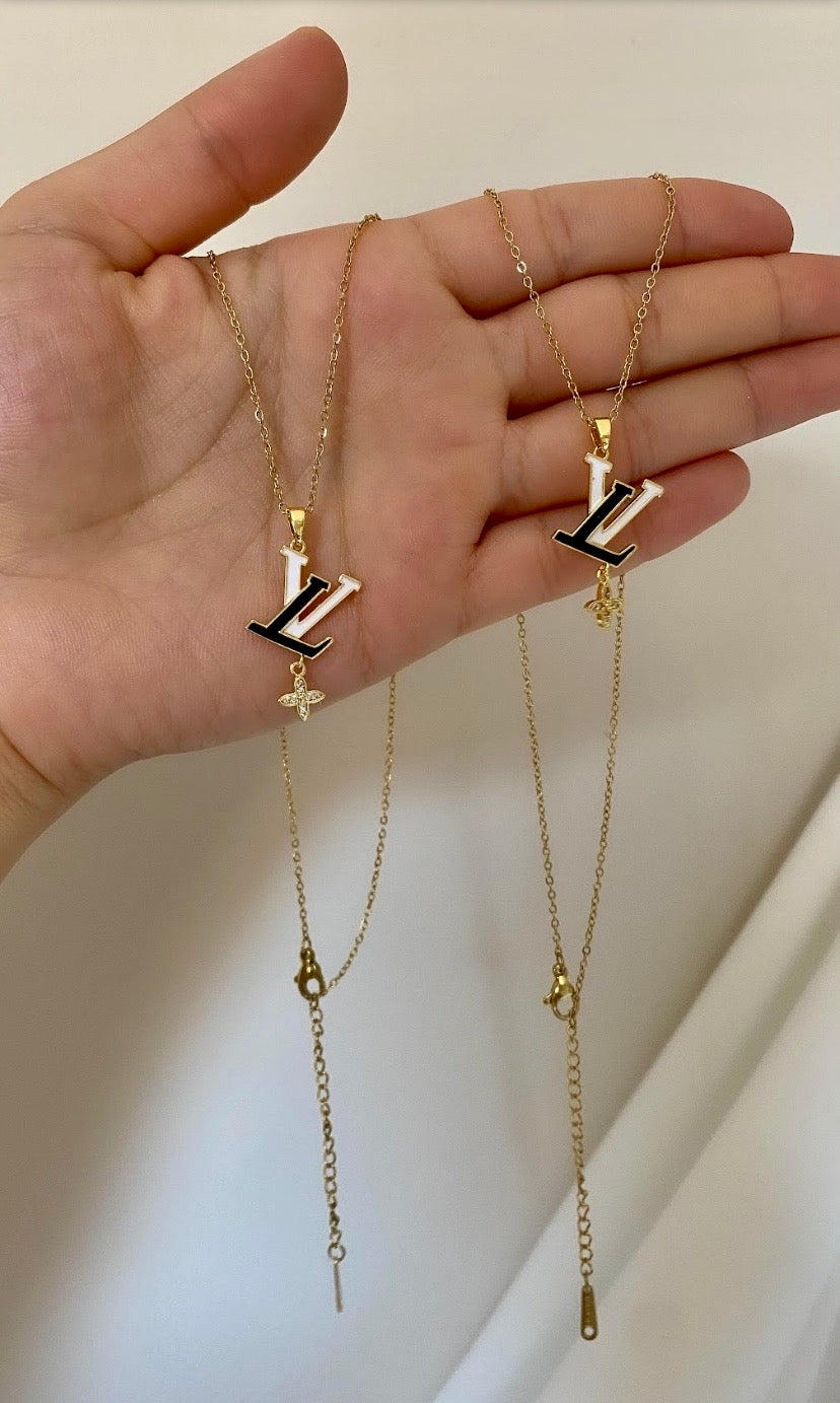 Black and White Monogram Necklace