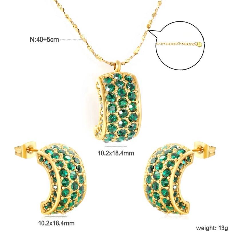 Crystal Crescent Pendant Set