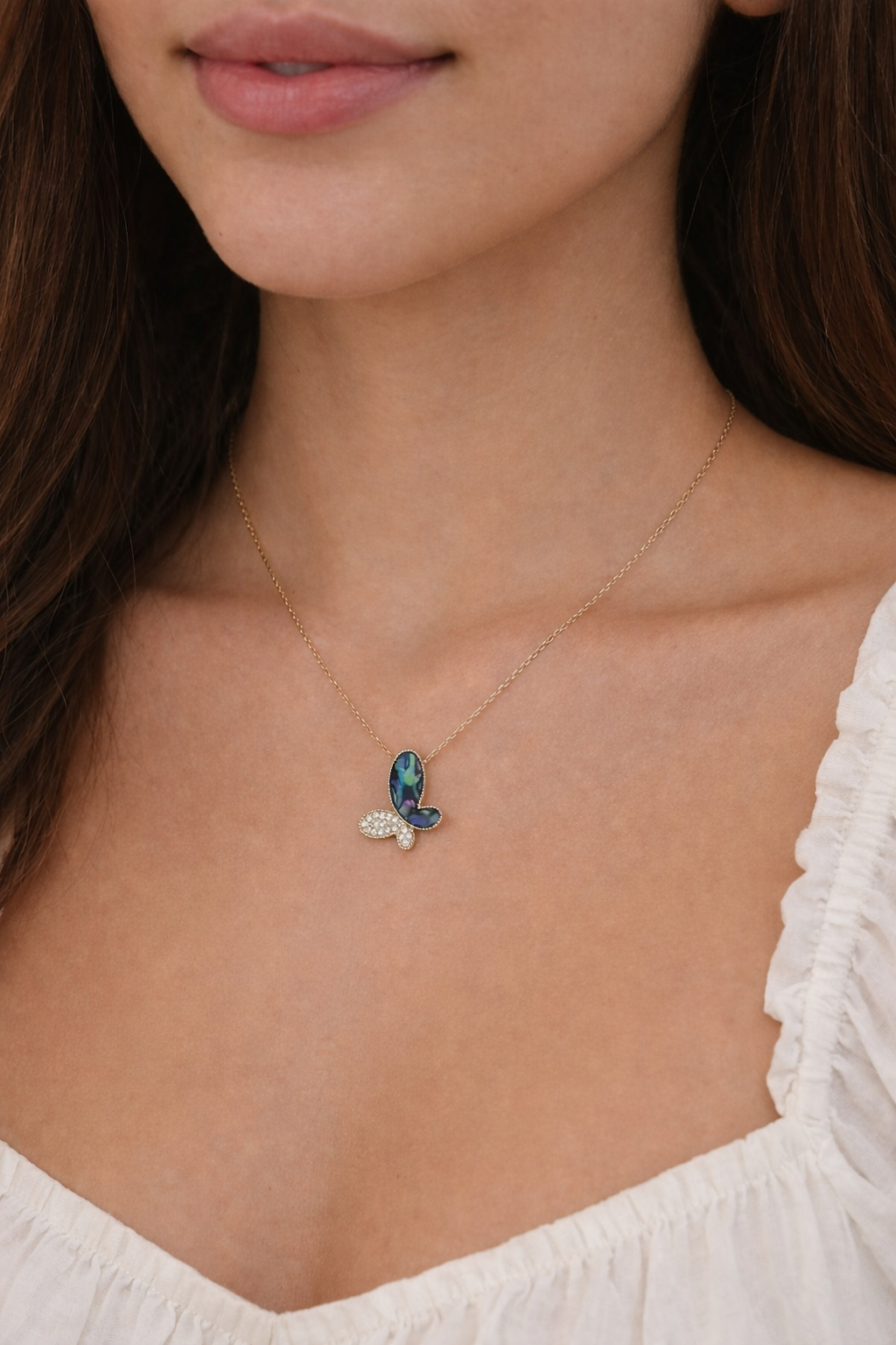 Blue Wing Butterfly Necklace