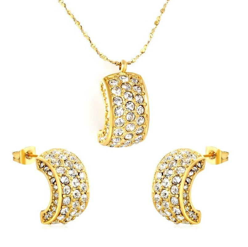 Crystal Crescent Pendant Set