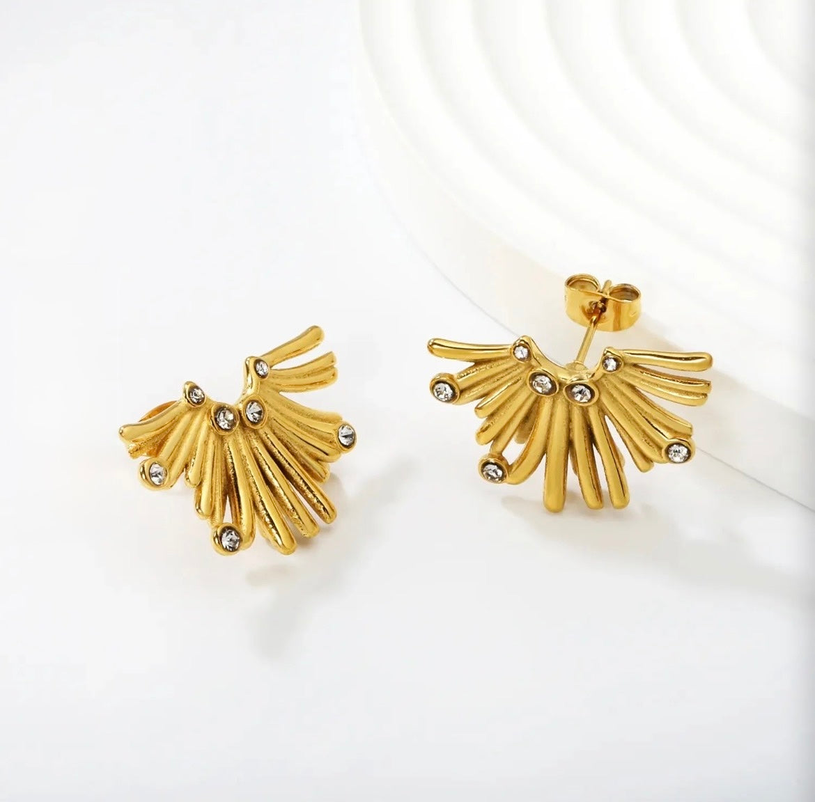 Gilded Fan Studs