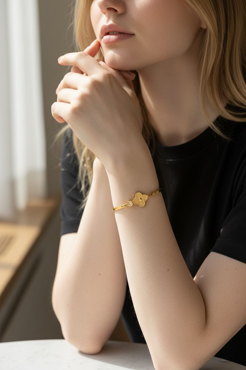 Single Gold Clover Bracelet