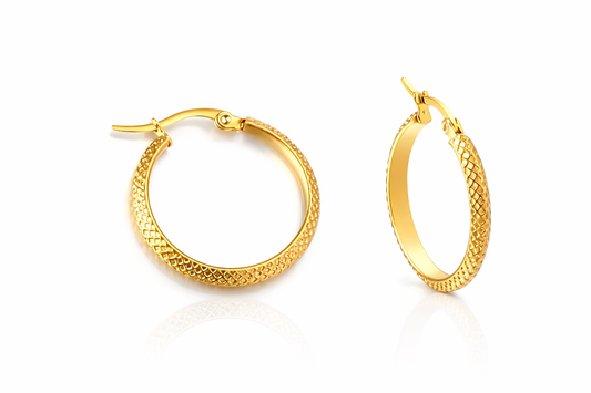 Textured Gold Hoop Earring