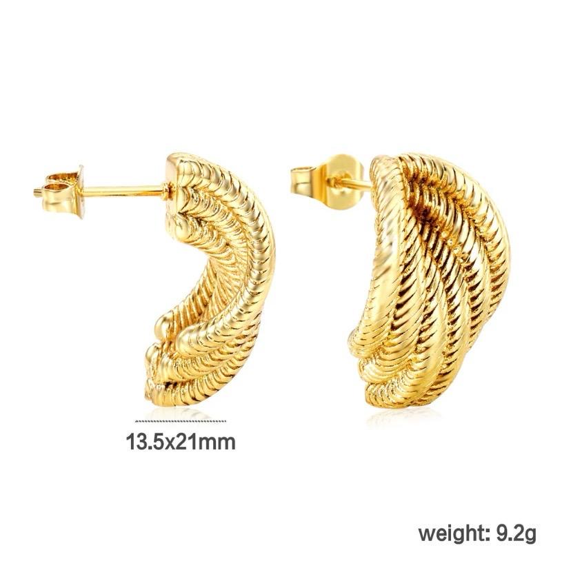 Textured Gold Rope Stud Earrings
