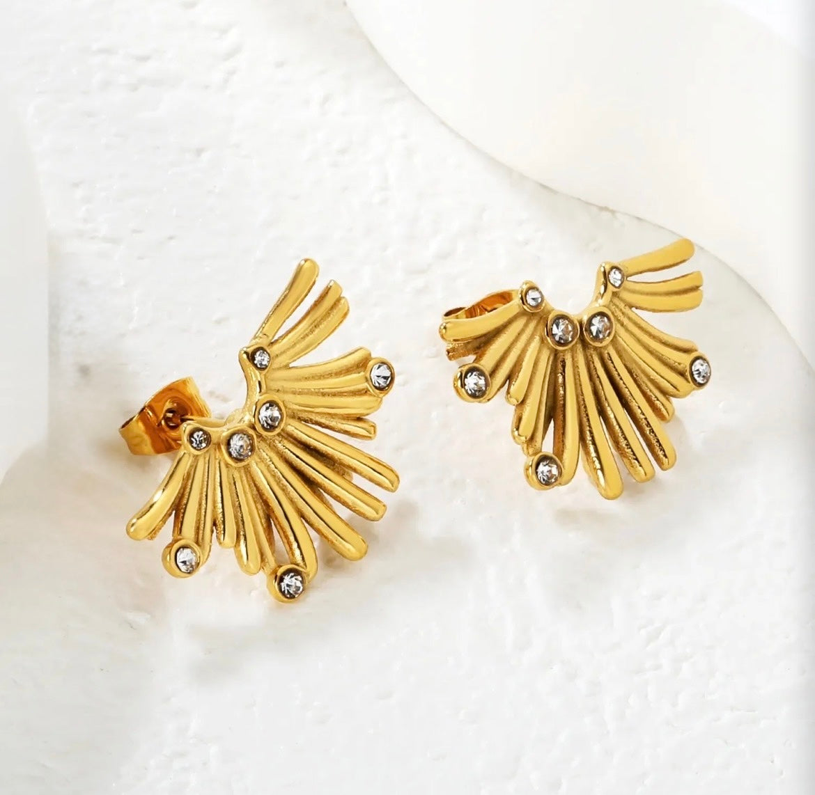Gilded Fan Studs