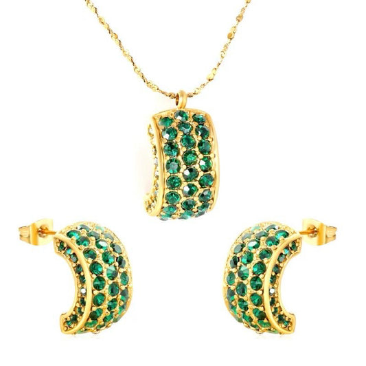 Crystal Crescent Pendant Set