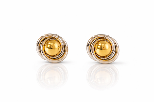 Two-Tone Twisted Knot Stud Earrings