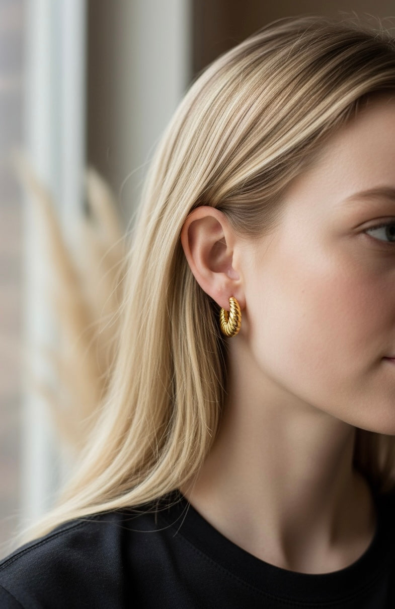 Chunky Gold Rope Hoop Earrings