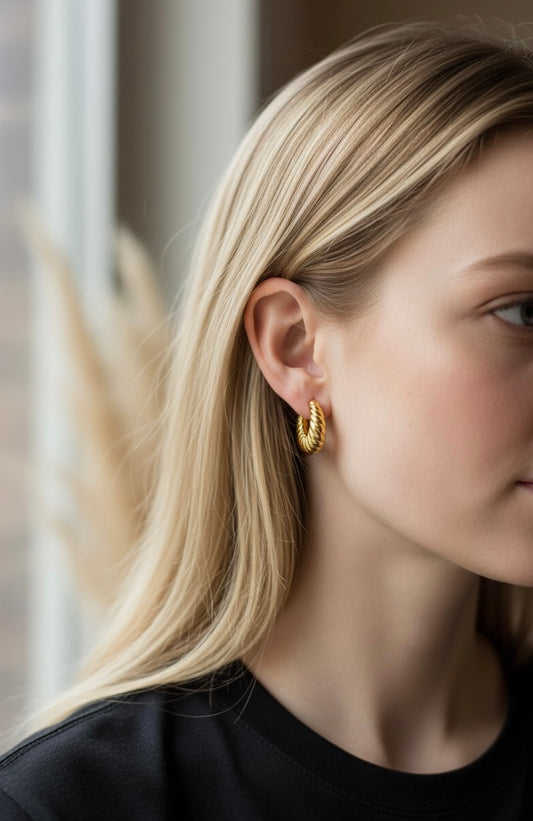 Chunky Gold Rope Hoop Earrings