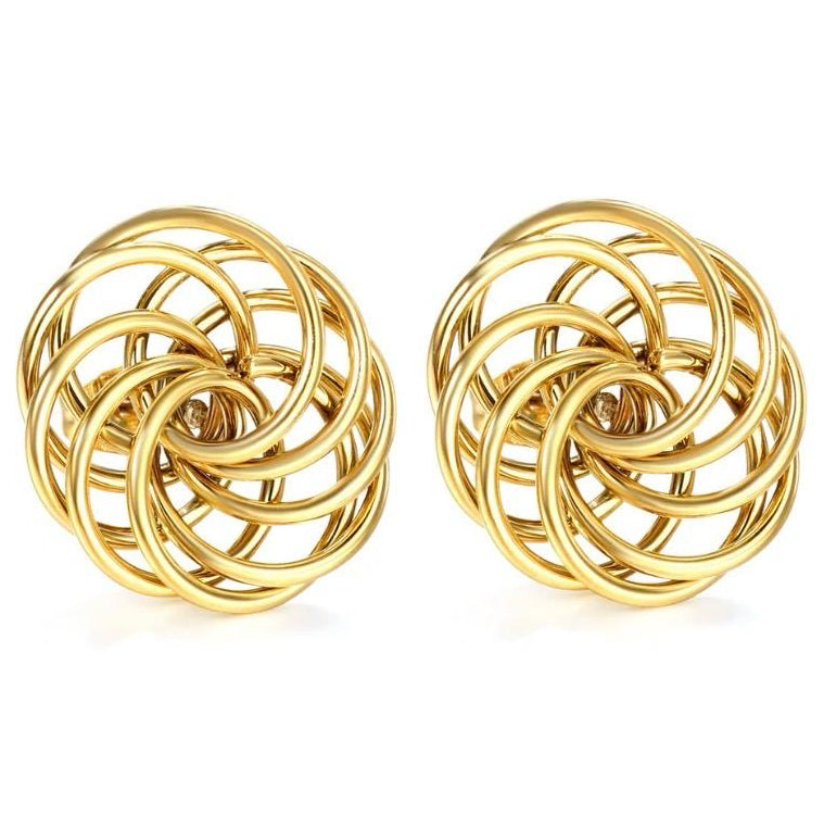 Gold Intertwined Knot Stud Earrings