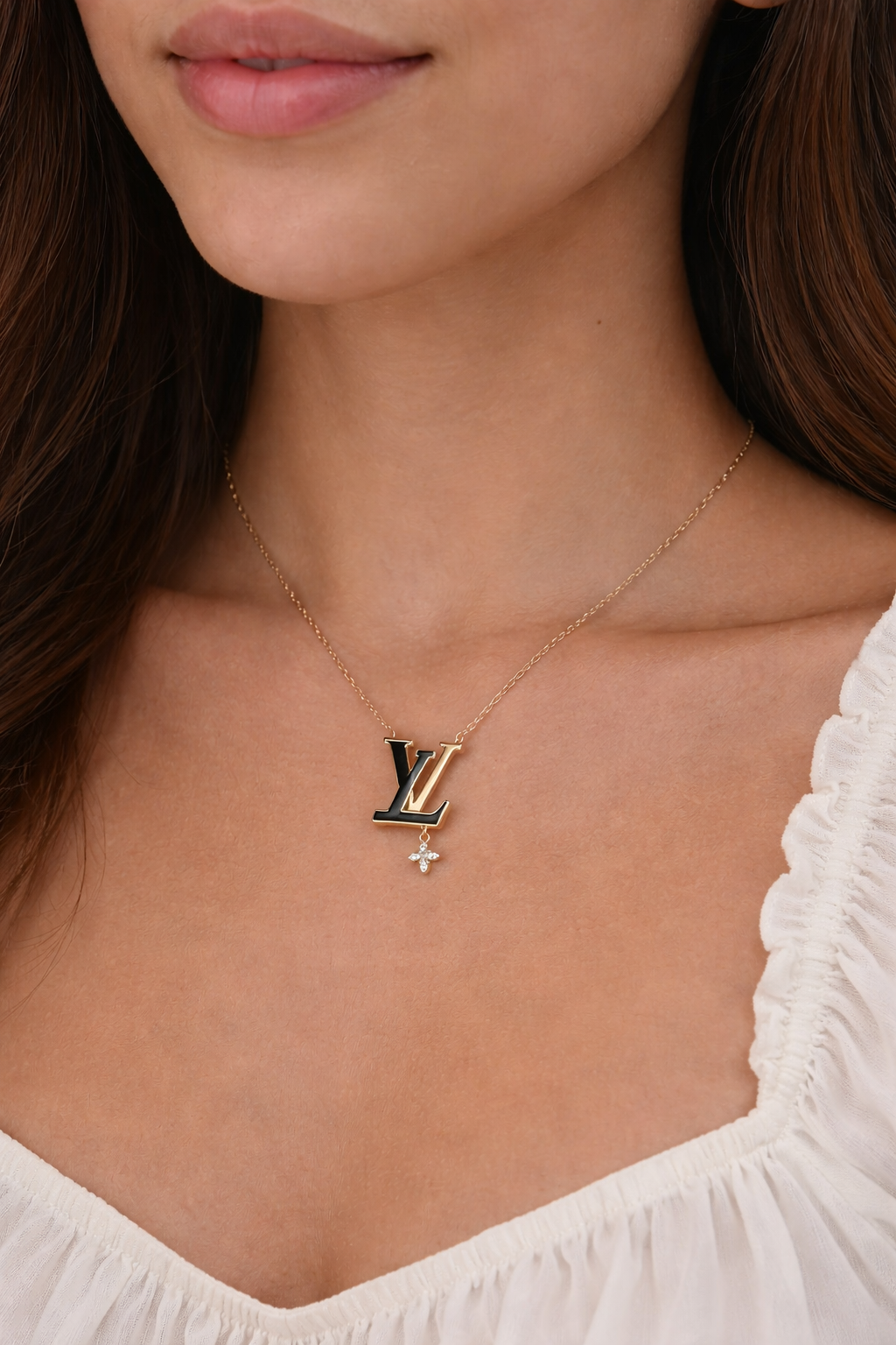 Black and White Monogram Necklace