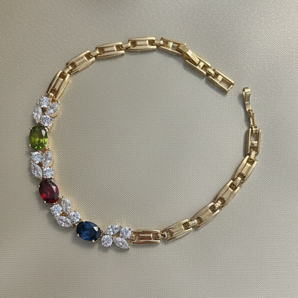 Multicolor Gem Link Bracelet