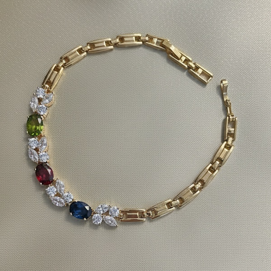 Multicolor Gem Link Bracelet
