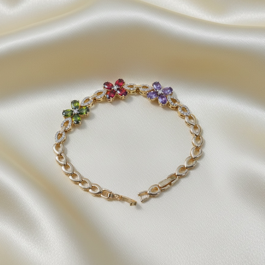 Multicolor Flower Chain Bracelet
