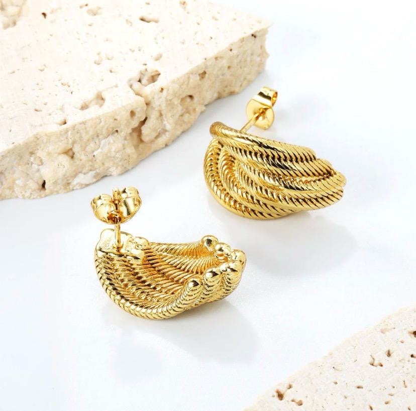Textured Gold Rope Stud Earrings