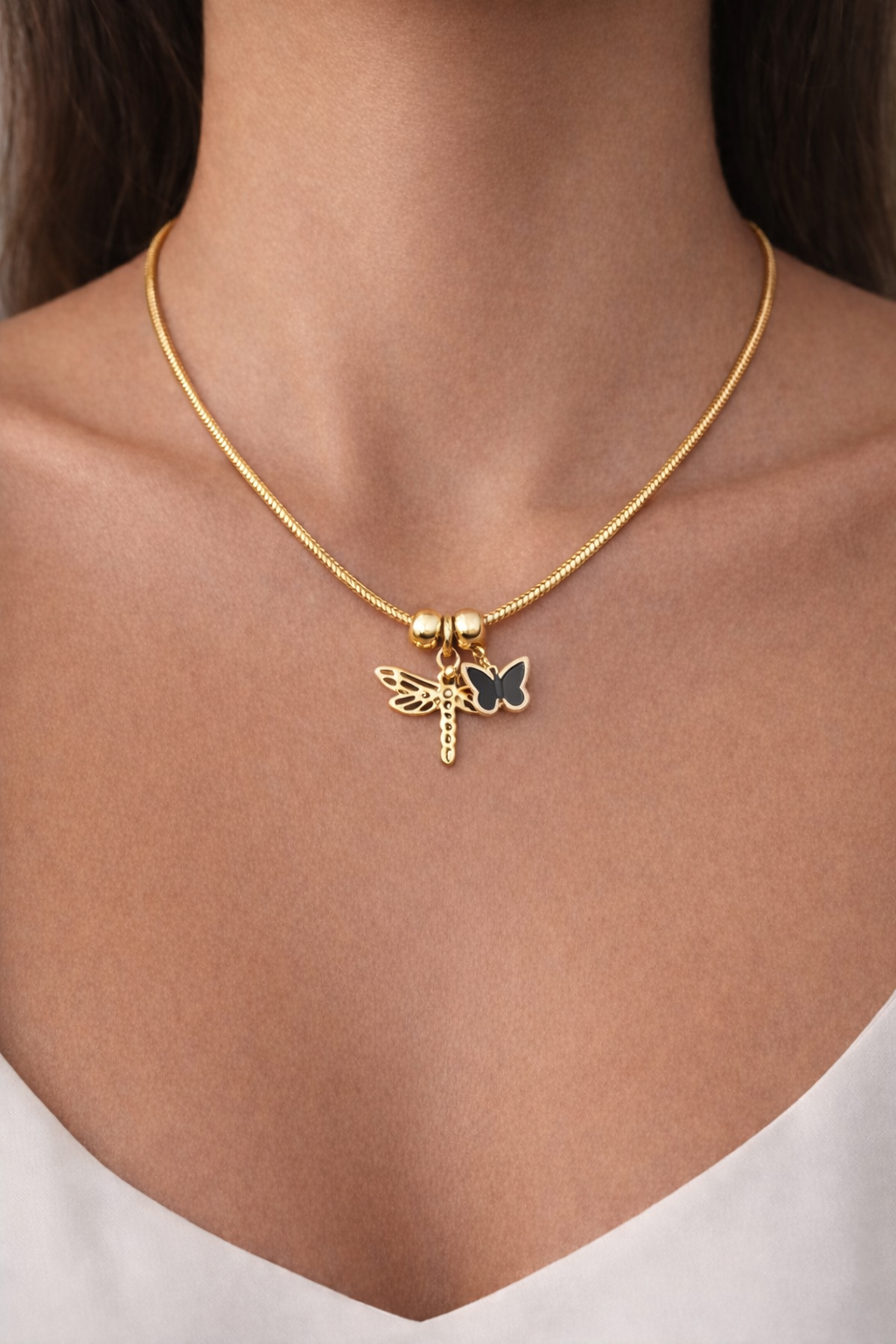 Charms Necklace with black butterfly