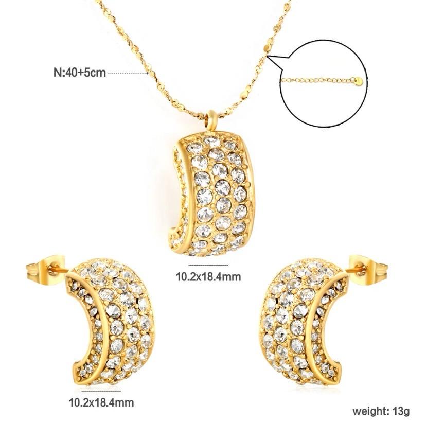 Crystal Crescent Pendant Set