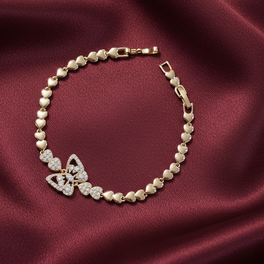 Crystal Butterfly Heart Bracelet