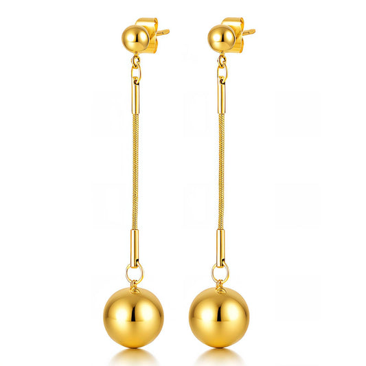 Gold Sphere Drop Earrings