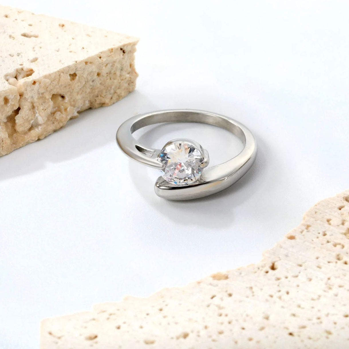 Round CZ Stone Ring