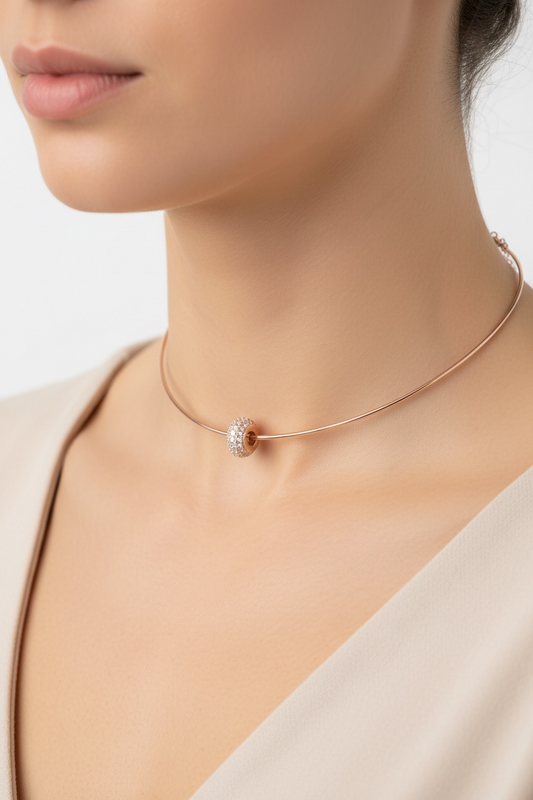 Torque Necklace with Fixed Charm