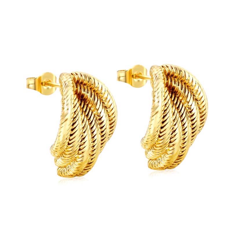 Textured Gold Rope Stud Earrings