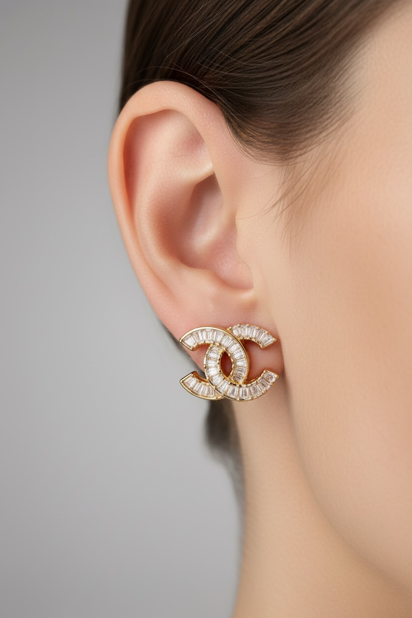 Gold Intertwined Crystal Studs
