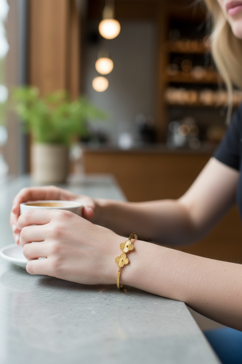Double Gold Clover Bracelet