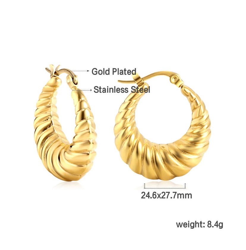 Chunky Gold Rope Hoop Earrings