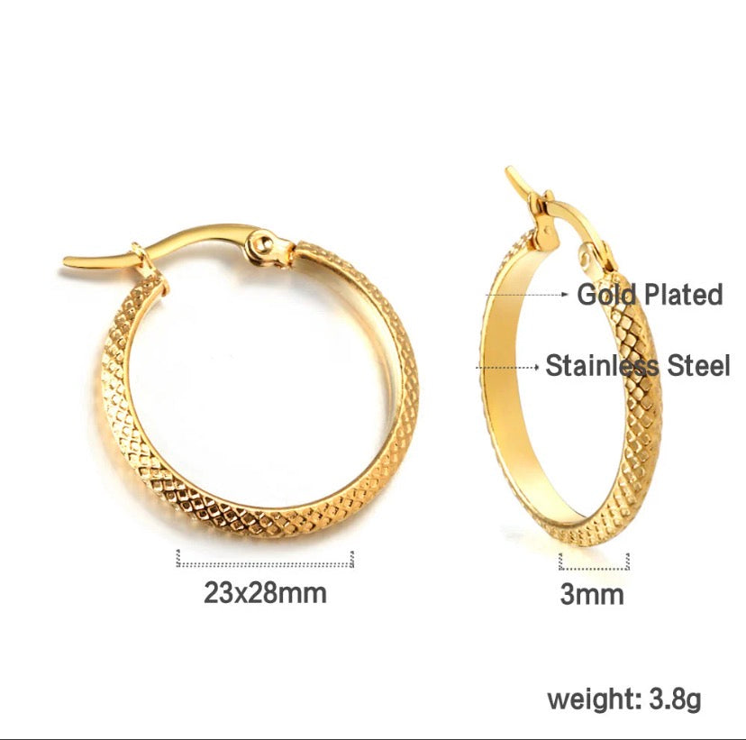 Textured Gold Hoop Earring